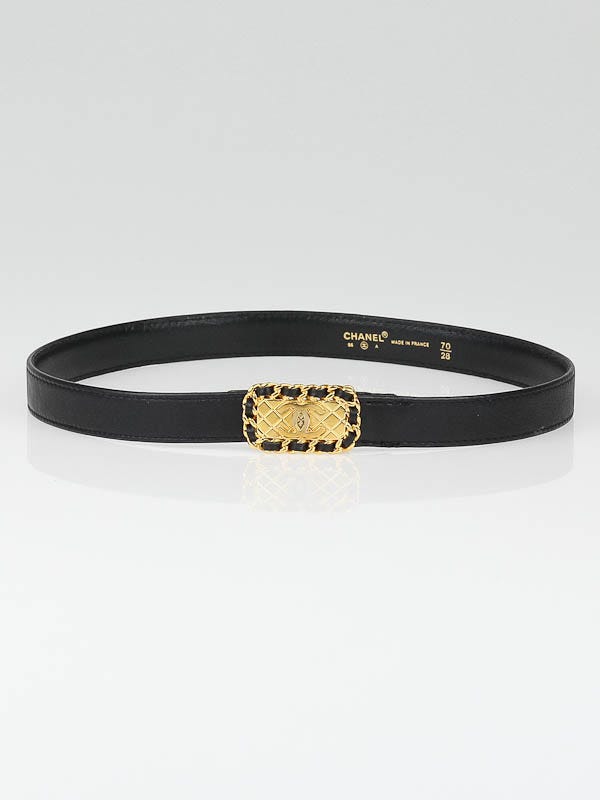 Chanel Black Leather CC Logo Chain Buckle Belt