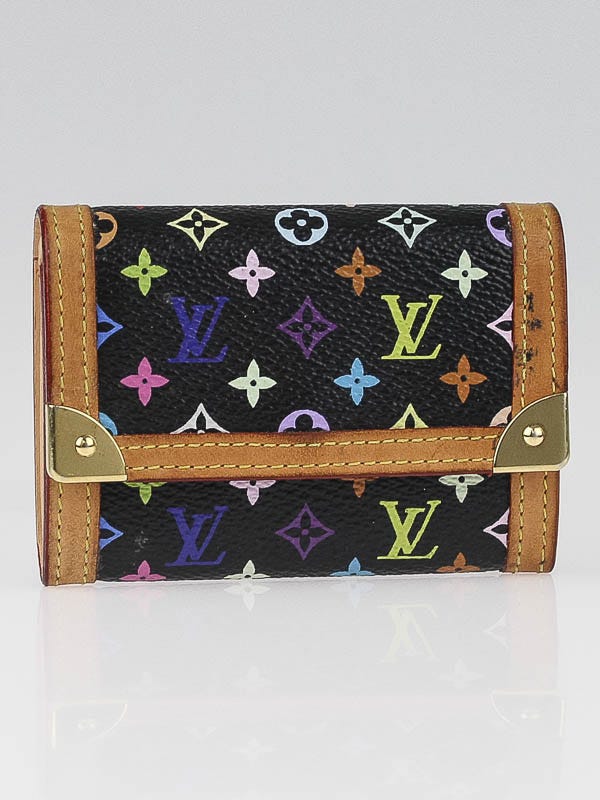 Louis Vuitton Black Monogram Multicolore Porte-Monnaie Plat