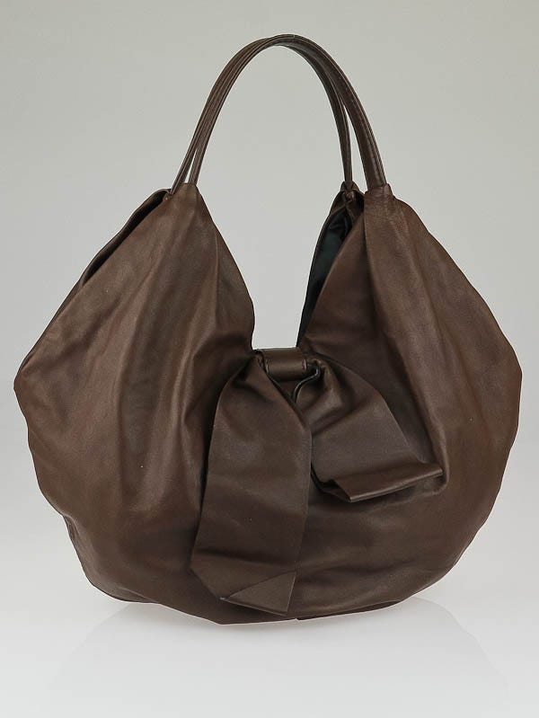 Valentino Brown Nappa Leather 360 Bow Hobo Bag