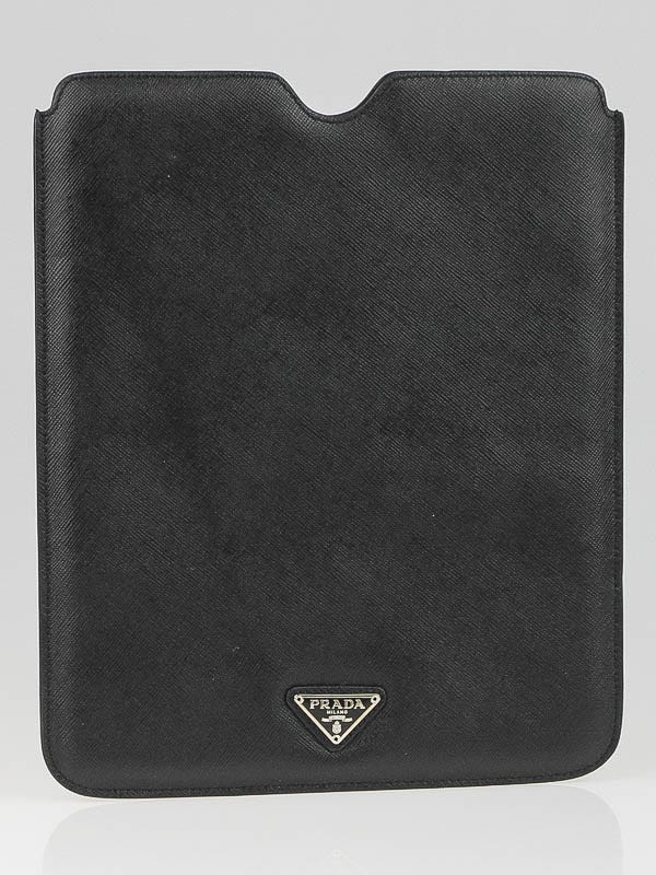 Prada Black Saffiano Leather Tablet Cover 2ARD64 | Yoogi's Closet