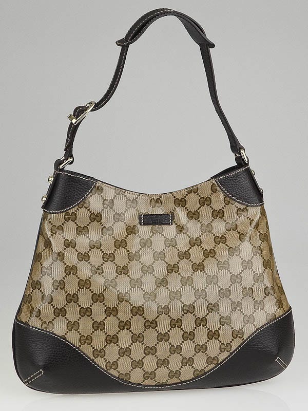 Gucci Beige/Ebony Crystal GG Coated Canvas Shoulder Bag