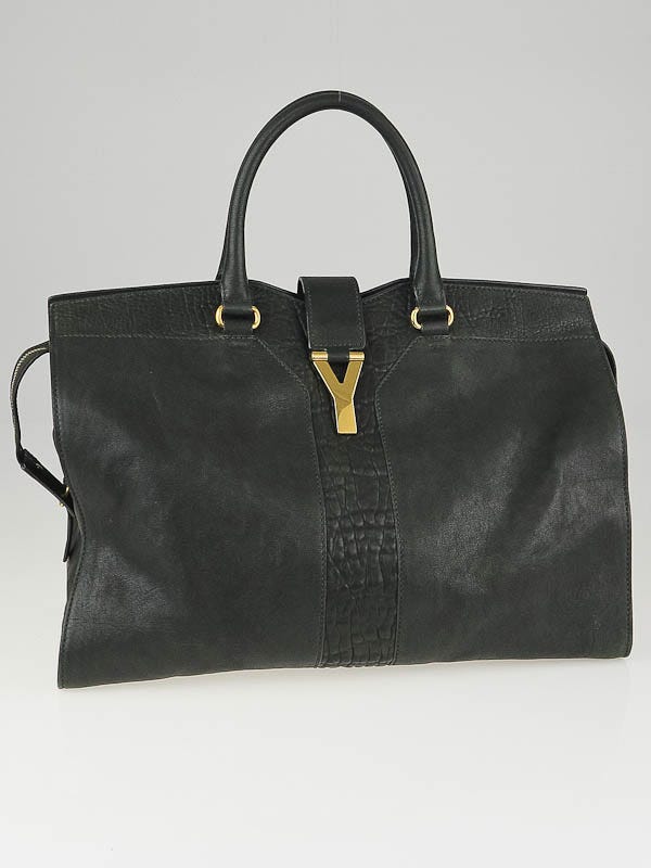 Yves Saint Laurent Dark Green Leather Large Cabas ChYc Bag