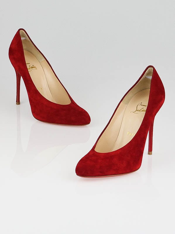 Christian Louboutin Red Suede Yousra 100 Pumps Size 6.5/37