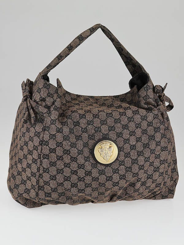 Gucci Brown/Black GG Canvas Hysteria Medium Shoulder Bag