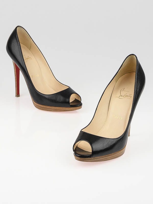 Christian Louboutin Black Leather Yolanda 120 Heels Size 7/37.5