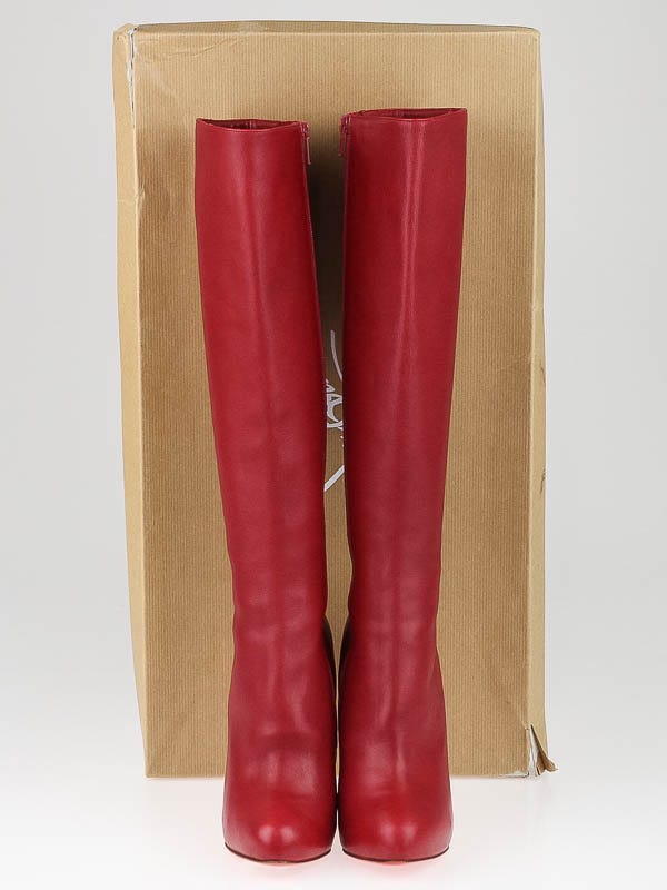 Genuine Louis Vuitton knee high boots, brown leather - Depop