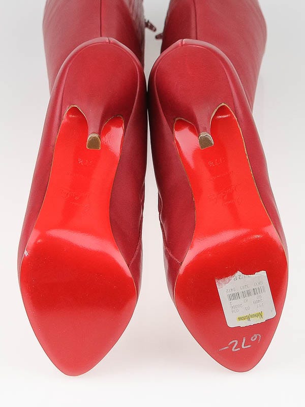 Christian Louboutin Red Leather Feticha Botta 120 Boots Size 7/37.5 -  Yoogi's Closet