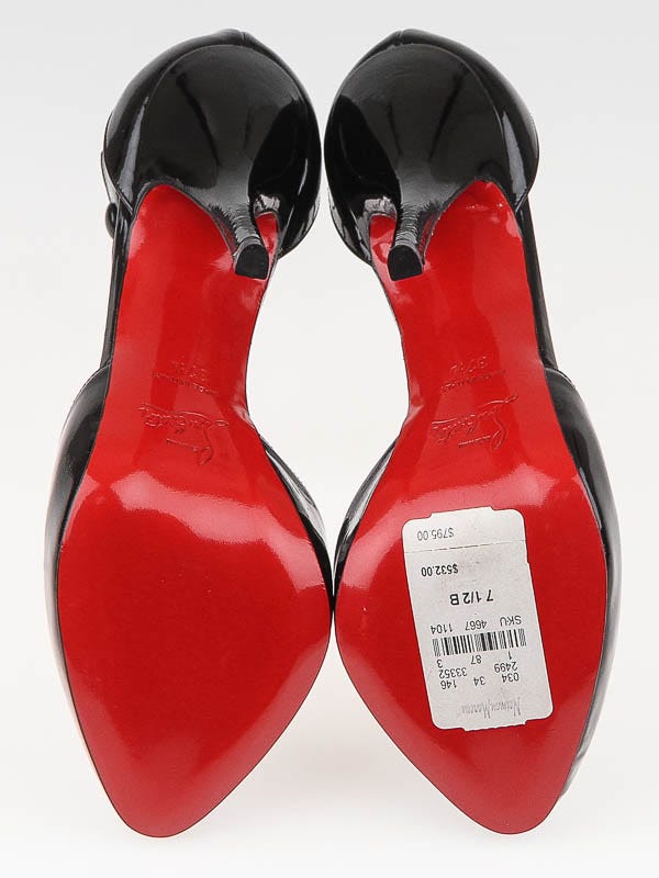 Christian Louboutin Black Patent Leather Vampana 120 Ankle Strap