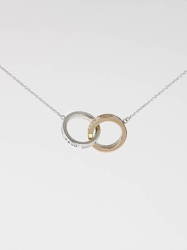 Tiffany & Co. Sterling Silver and 18k Rose Gold 1837 Interlocking Circles Pendant Necklace