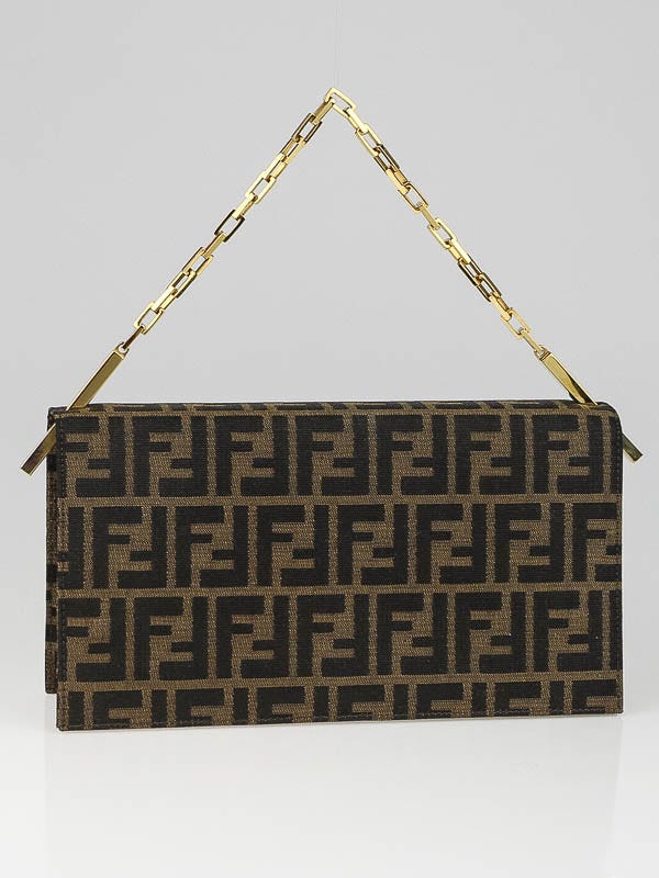 Fendi Tobacco Zucca Print Canvas Chain Flap Bag