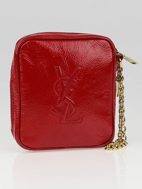 Yves Saint Laurent red patent leather clutch
