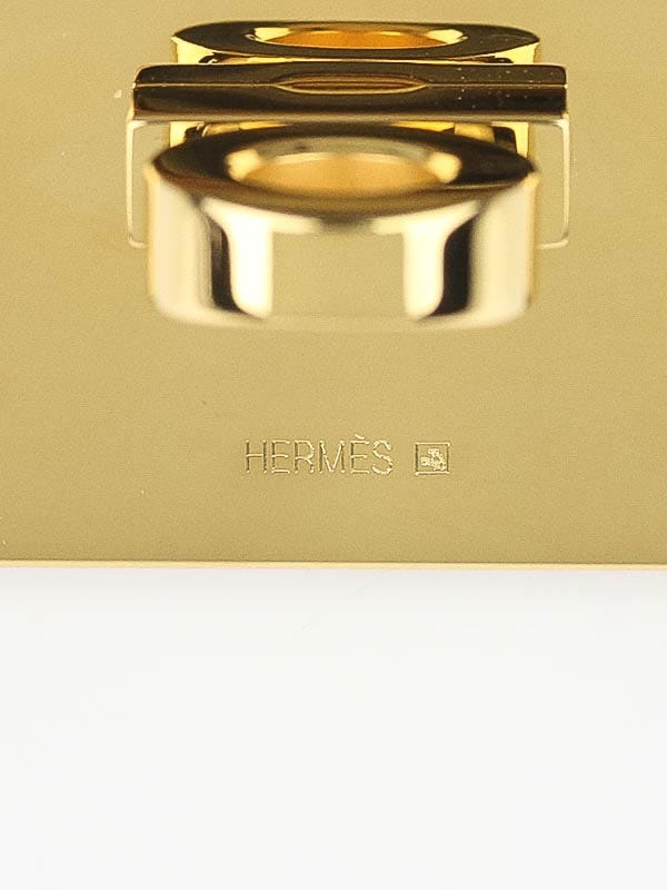 Hermes Black Shiny Lisse Alligator Gold Plated Kelly Dog Cuff