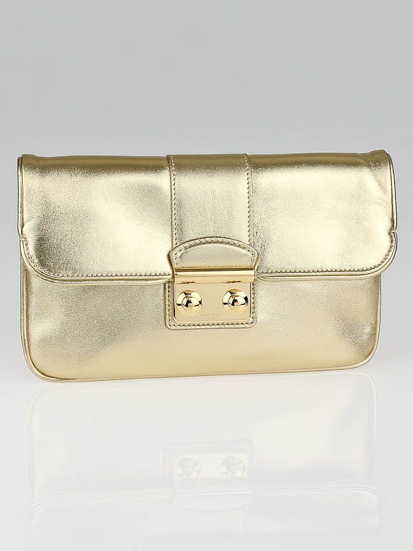 Louis Vuitton Gold Lambskin Leather Sofia Coppola Slim Clutch Bag