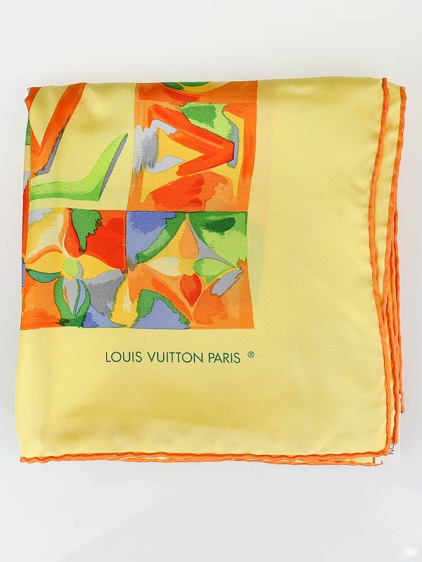 Louis Vuitton Yellow/Multicolor Watercolor Silk Square Scarf
