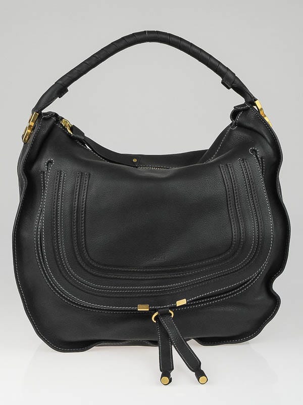 Chloe Black Calfskin Leather Large Marcie Hobo Bag