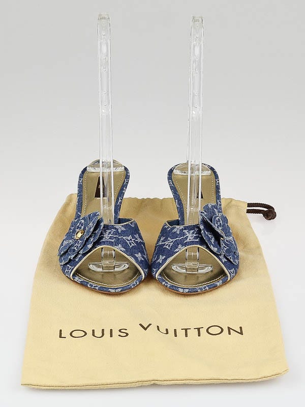 Louis Vuitton Blue Denim Monogram Denim and Leather Sneakers Size 8/38.5 -  Yoogi's Closet