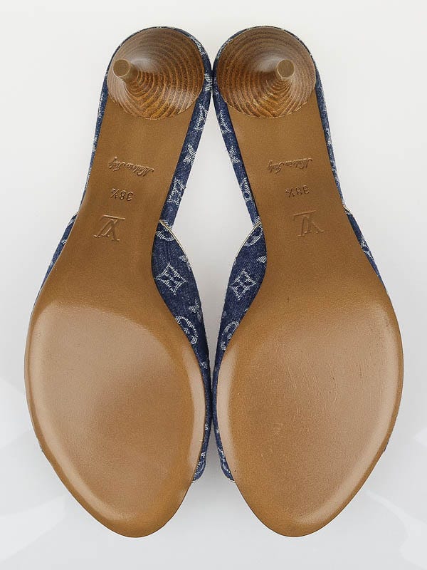 Louis Vuitton Blue Denim Monogram Denim Lotus Slide Mules Size 9/39.5 -  Yoogi's Closet