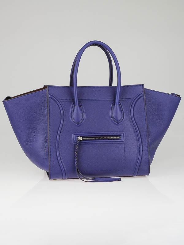 Celine Indigo Blue Supple Calfskin Leather Small Phantom Luggage Tote Bag