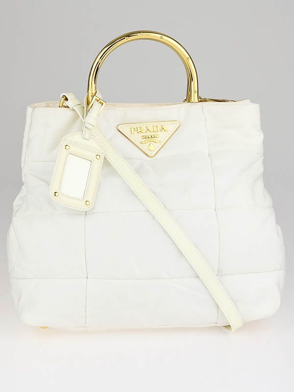 Prada Bianco Crispy Nylon Shopping Bag BN1579