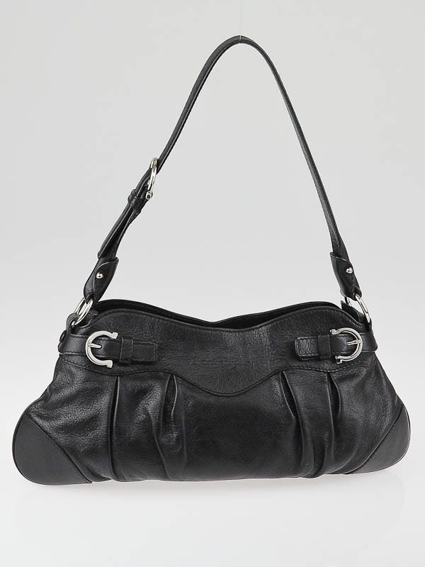Salvatore Ferragamo Black Leather Small Marisa Shoulder Bag