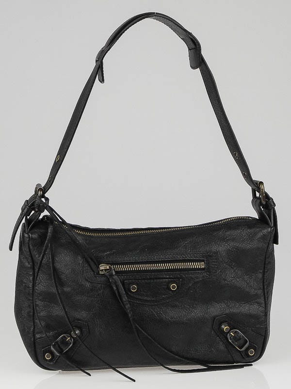 Balenciaga Black Lambskin Leather Getaway Shoulder Bag