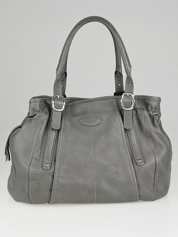 Tod's Grey Leather G-Bag Media Shopping Tote Bag