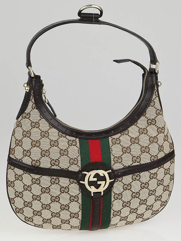 Gucci Beige/Ebony GG Canvas Vintage Web Reins Shoulder Bag