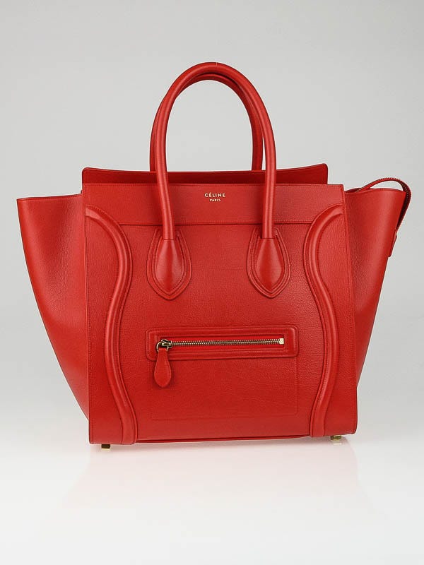 Celine Vermillion Baby Calfskin Leather Mini Luggage Tote Bag
