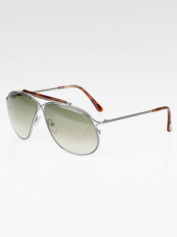 Tom Ford Silver Metal Frame Gradient Tint Magnus Aviator Sunglasses-TF193