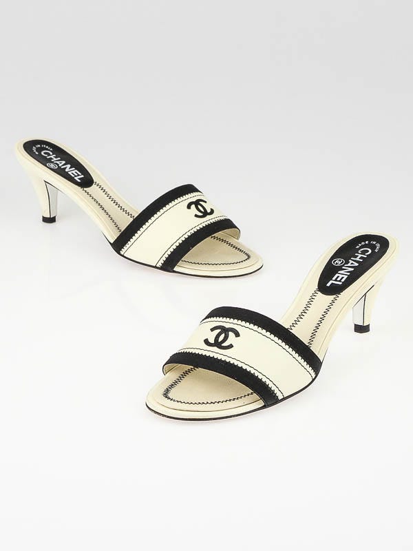 chanel white mules