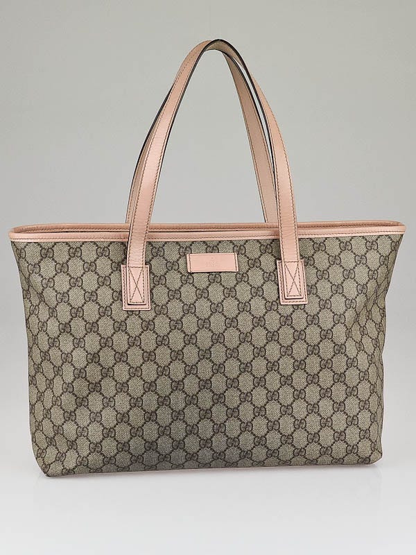 Gucci Medium Pink Coated Canvas GG Web Tote