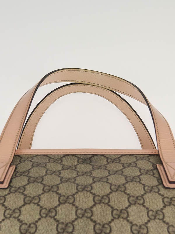 Gucci Medium Pink Coated Canvas GG Web Tote For Sale at 1stDibs