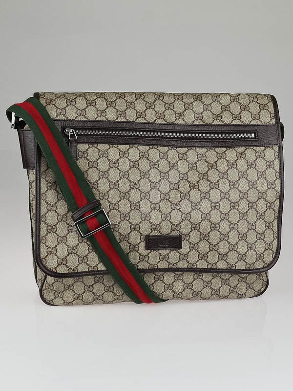 Gucci Beige/Ebony GG Canvas Vintage Web Messenger Bag