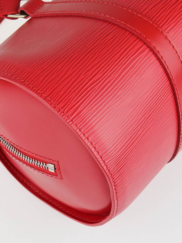 Authentic Louis Vuitton Epi Leather Soufflot Barrel Bag w Mini Bag Red Rouge