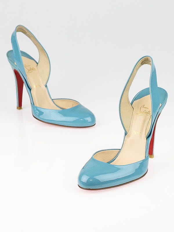 Christian Louboutin Azzaro Patent Leather Picador 100 Slingback Pumps Size 6.5/37