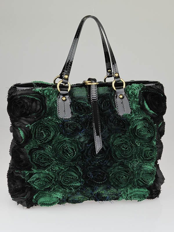 Valentino Green/Black Silk Rosier Bag - Yoogi's Closet