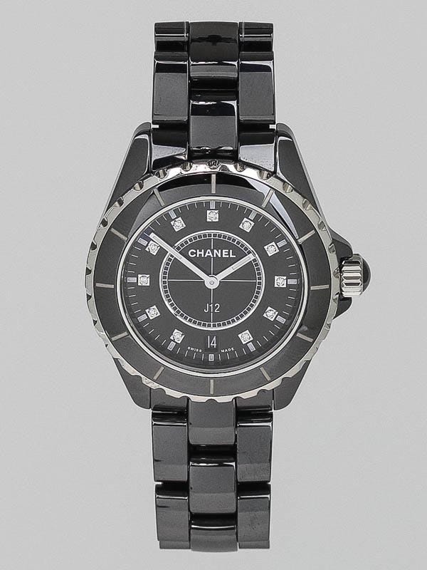 Chanel Black J12 Ceramic and Diamonds 38mm Quartz Watch
