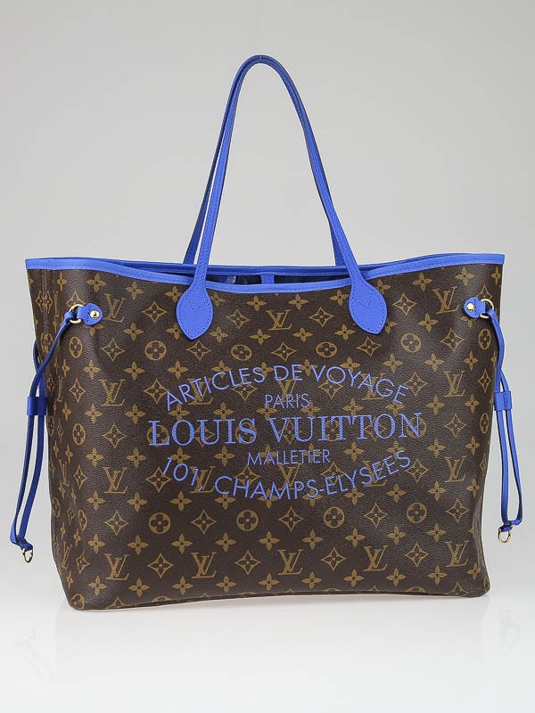 Louis Vuitton - Authenticated Neverfull Handbag - Leather Blue Floral For Woman, Never Worn, with Tag