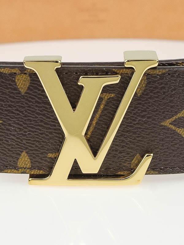 Authentic Louis Vuitton LV M9608 Monogram Gold Buckle Belt - 100