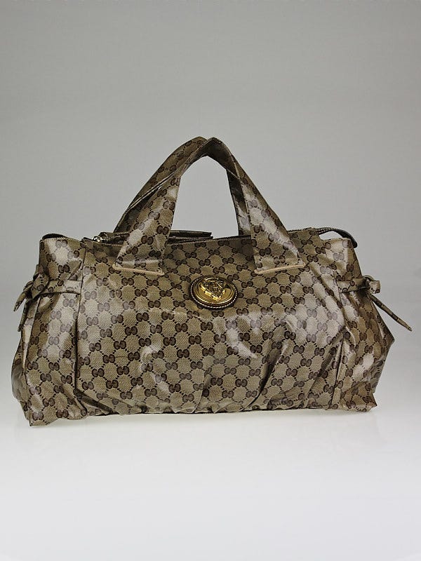 Gucci Beige/Ebony GG Crystal Hysteria Large Top Handle Bag