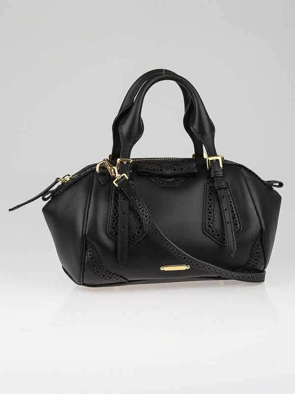 Burberry Black Brogue Nappa Leather Small Blaze Tote Bag