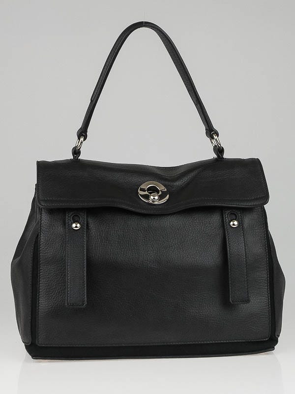 Yves Saint Laurent Black Leather/Canvas Medium Muse Two Bag