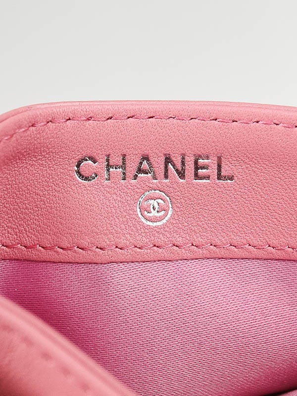 Chanel Pink Camellia Embossed Lambskin Leather Card Case | Yoogi's