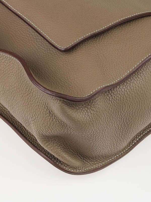 Hermes Etoupe Clemence Leather Palladium Hardware Marwari GM Bag Hermes