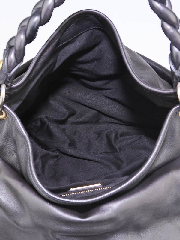 Miu Miu Black Leather Coffer Matelasse Hobo Bag - Yoogi's Closet