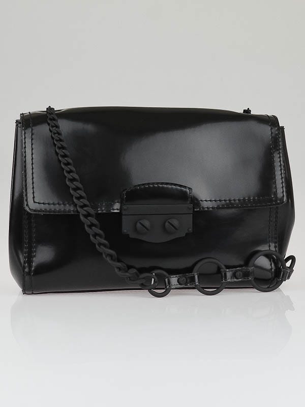 Yves Saint Laurent Black Rubber Le Sixieme Soft Flap Shoulder Bag