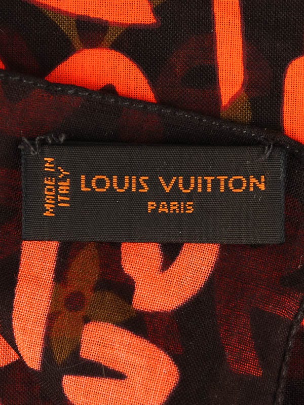 Louis Vuitton Stephen Sprouse Black Cotton Orange Graffiti Square