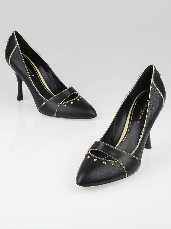 Louis Vuitton Black Leather Call Back Pointed Toe Pumps Size 39