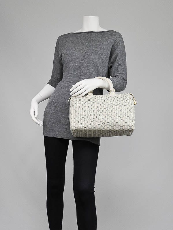 Louis Vuitton White Monogram Mini Lin Speedy 30 Leather Cotton Cloth  ref.172342 - Joli Closet