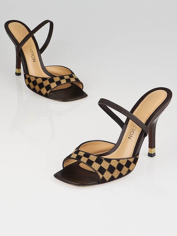 Louis Vuitton Damier Sauvage Pony Hair Open Toe Mules Size